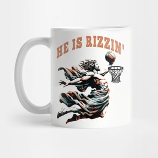 He Is Rizzin' Funny Basketball Easter T-Shirt – Humorous Sports Tee Mug